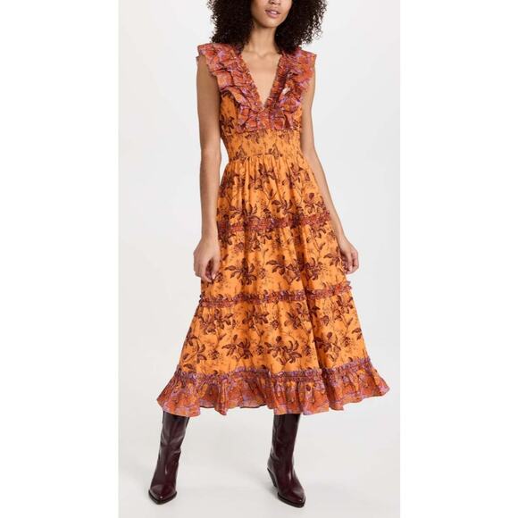 Love the Label Azalea Ruffled Midi Dress Sz. XS - Picture 1 of 6